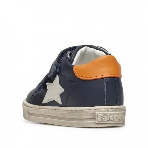 Falcotto Boy's Navy Orange Leather Sasha Trainers