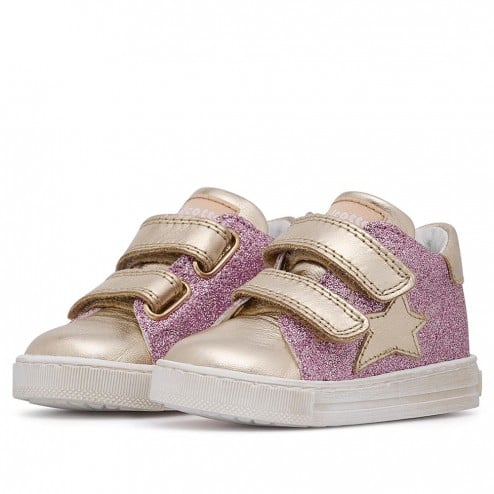 Falcotto Girl's Pink Platinum Leather Sasha Trainers