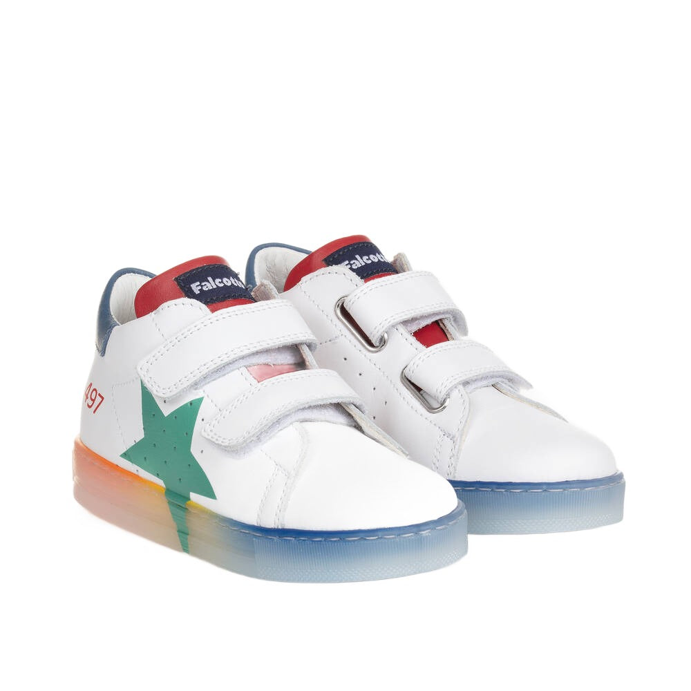 Falcotto Boy's White Leather Star Trainers