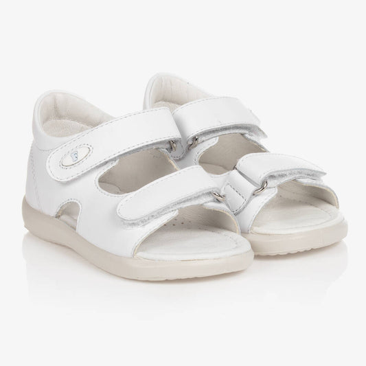 Falcotto Unisex baby White Leather Sandals
