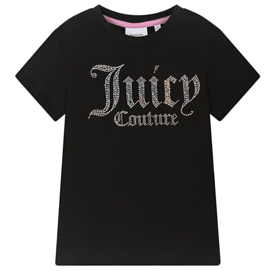 Juicy Couture Girl's Black Diamante Logo T-Shirt