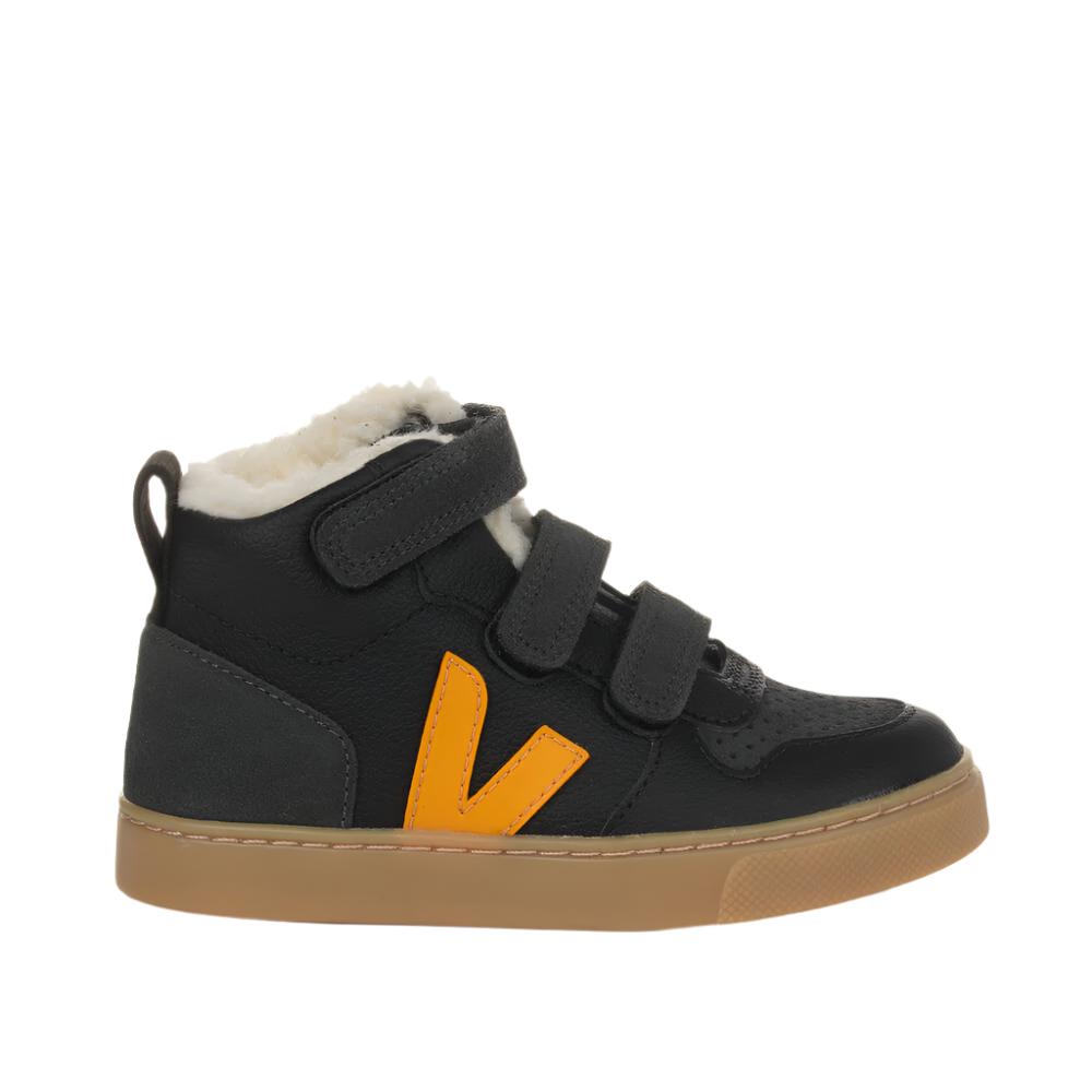 Veja Baby Boy's Black & Yellow Leather V-10 Trainers