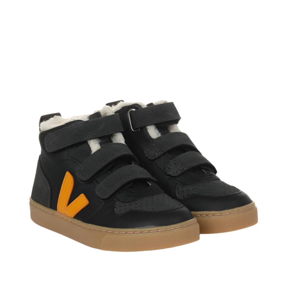 Veja Baby Boy's Black & Yellow Leather V-10 Trainers