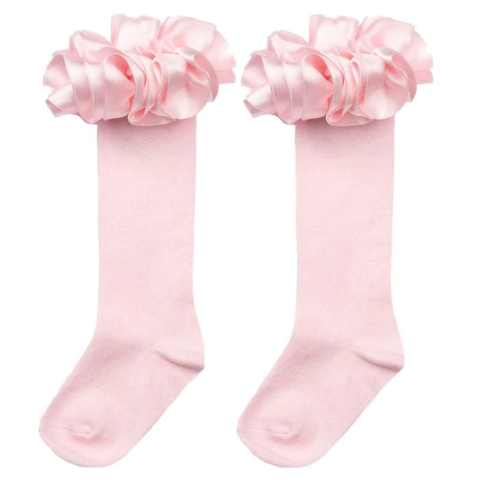 Caramelo Girl's Pink Ruffle Knee Socks