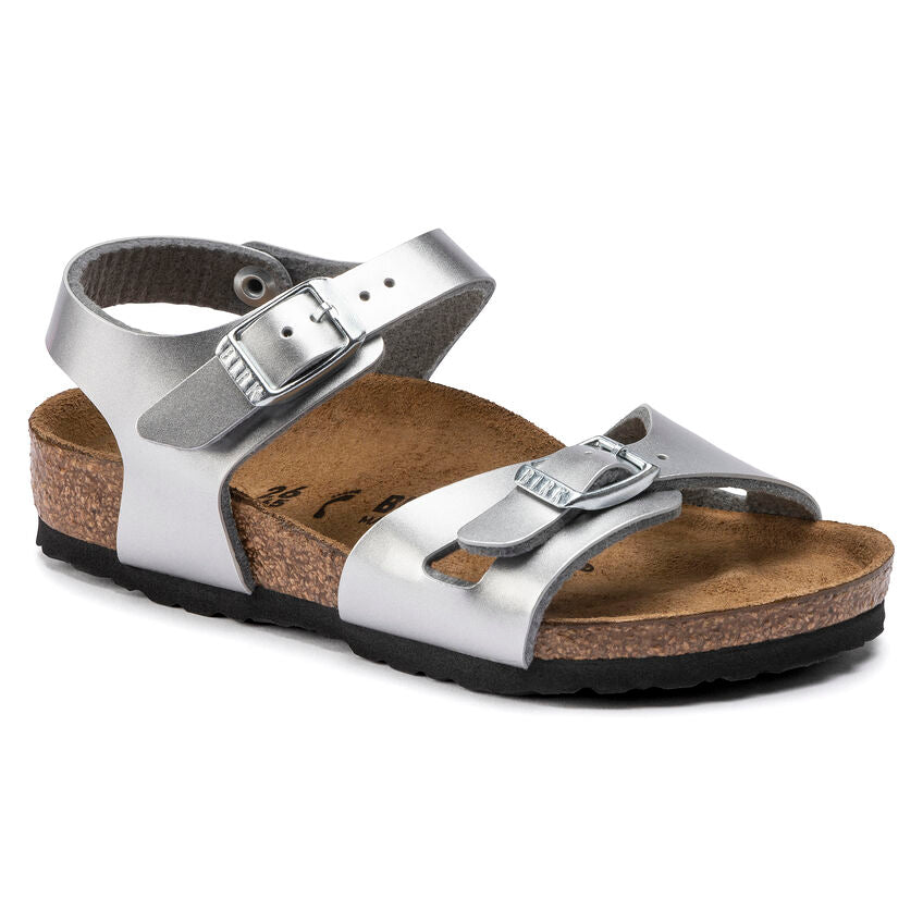 Birkenstock Girl's Silver Leather Rio Sandals