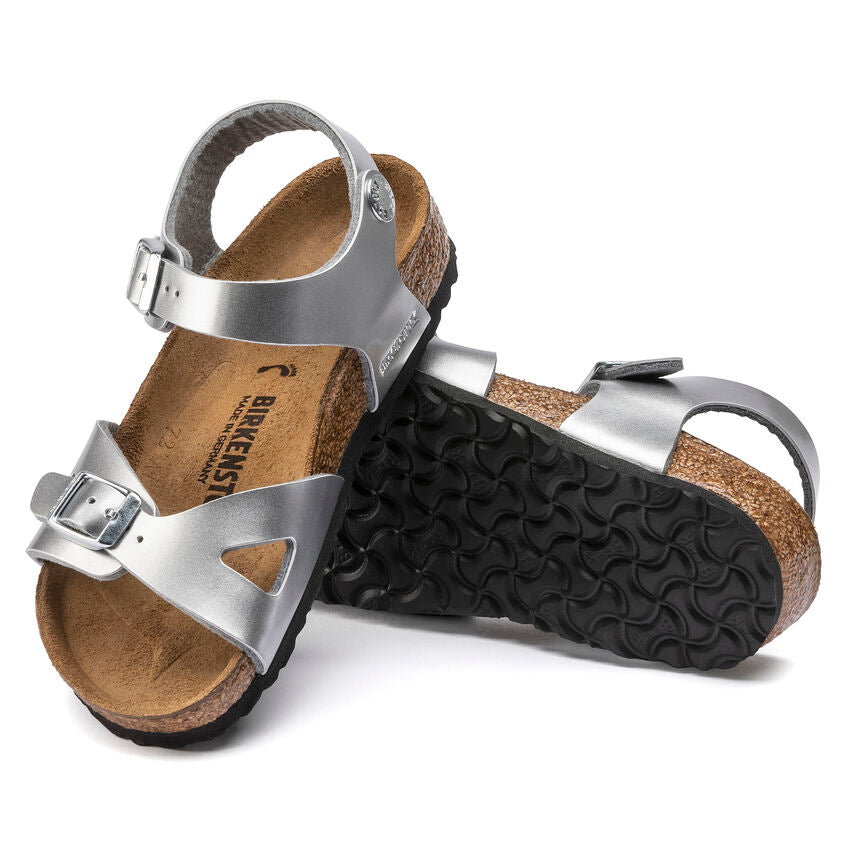 Birkenstock Girl's Silver Leather Rio Sandals