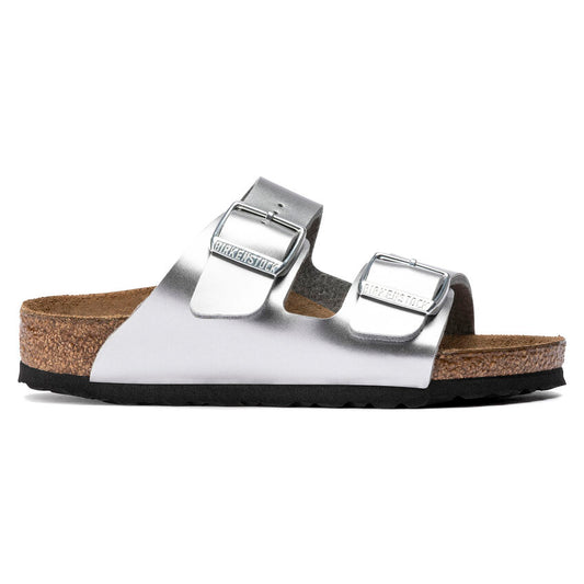 Birkenstock Girl's Silver Leather Arizona Sandals