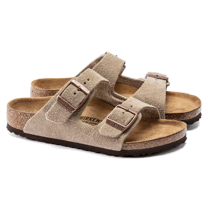 Birkenstock Unisex Kid's Taupe Suede Leather Arizona Sandals