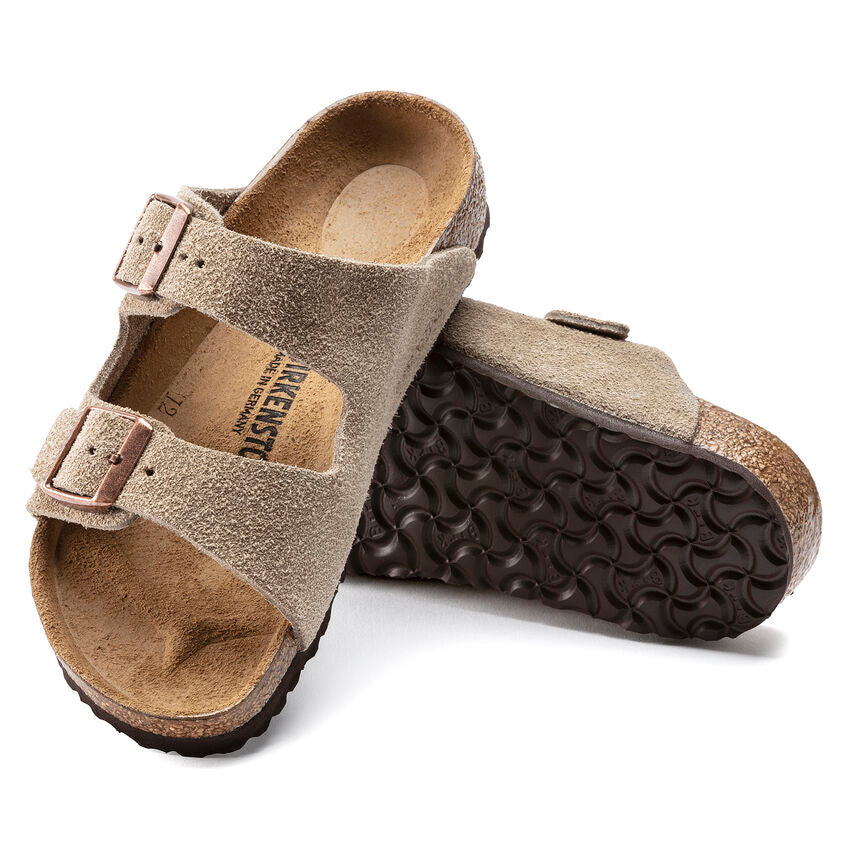 Birkenstock Unisex Kid's Taupe Suede Leather Arizona Sandals