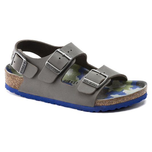 Birkenstock Boy's 'Milano' Grey & Camo Suede Sandals