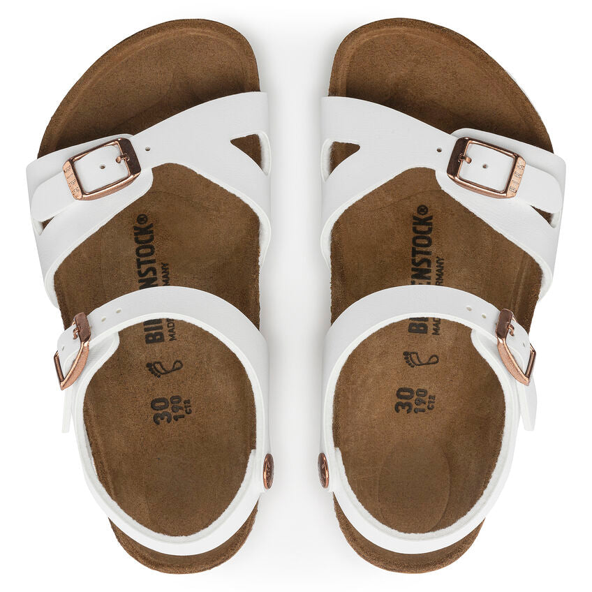 Birkenstock Girl's White Leather Rio Sandals
