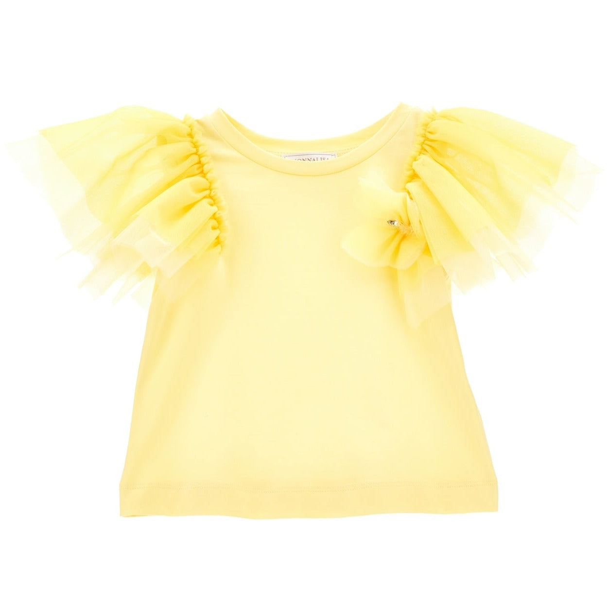 Monnalisa Girl's Yellow Rhinestone Butterfly T-Shirt