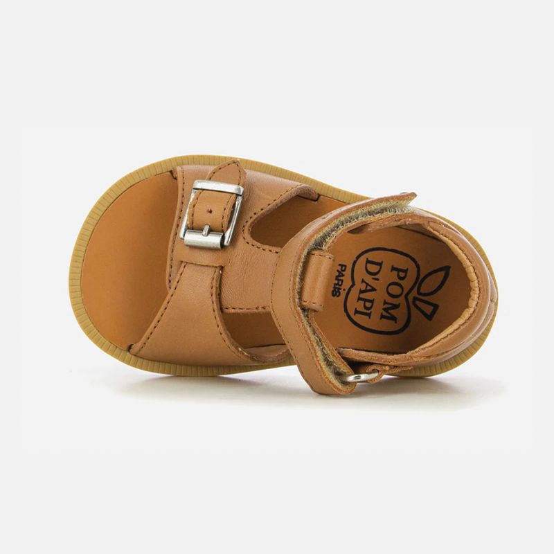 Pom D Boy's Camel Leather Poppy Sandals