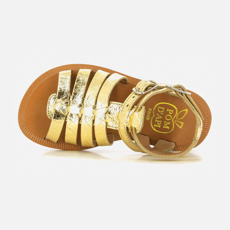 Pom D Api Girl's Gold Plagette Gladiator Sandals