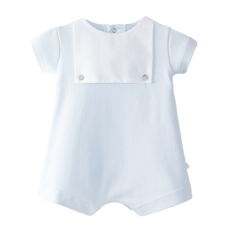 Laranjinha Baby Boy's Blue Short-Leg Romper