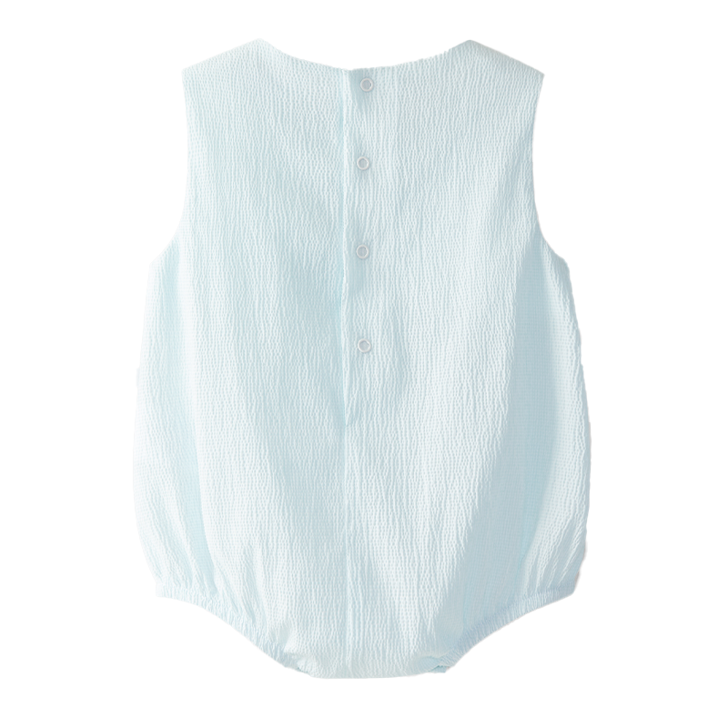 Laranjinha Unisex Baby Mint Blue Vichy Smock Romper