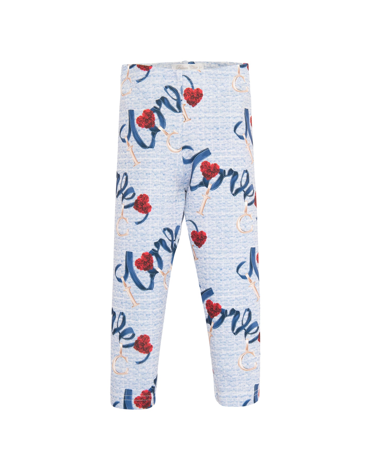 Balloon Chic Girl's Light Blue Love Cotton Leggings