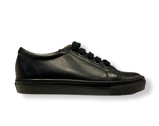 Petasil Peel Black Leather Lace Up School Shoe
