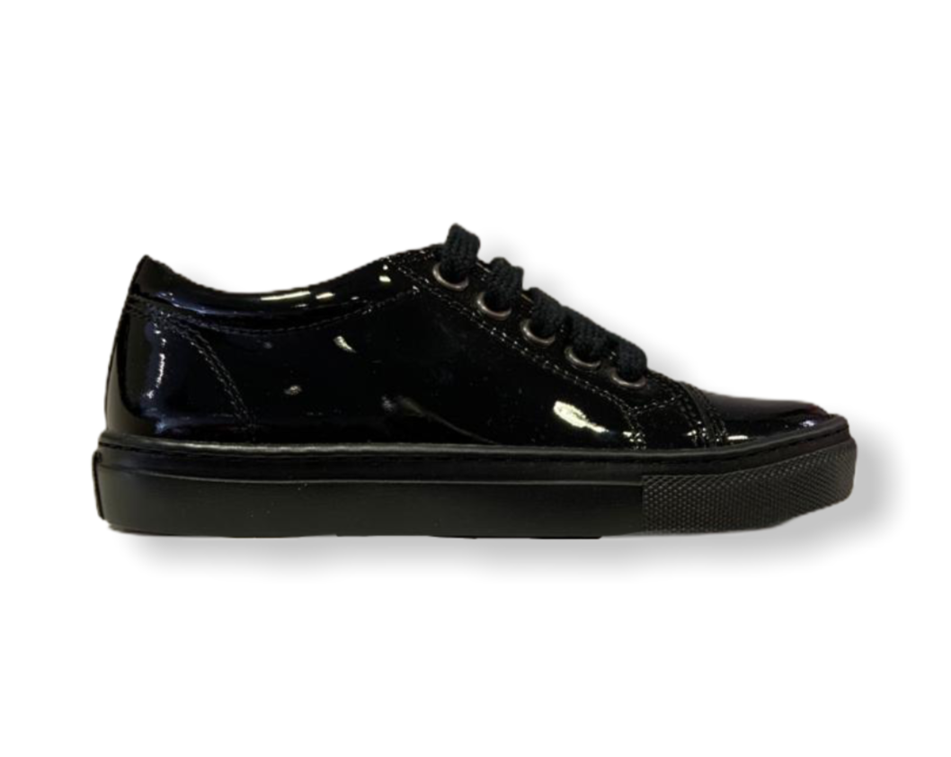 Petasil Peel Black Patent Lace Up School Shoe