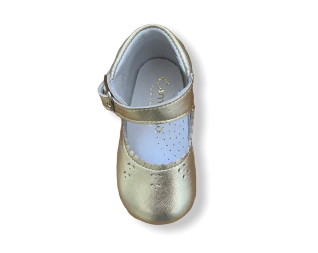 Caminito Baby Gold Leather Buckle Shoe