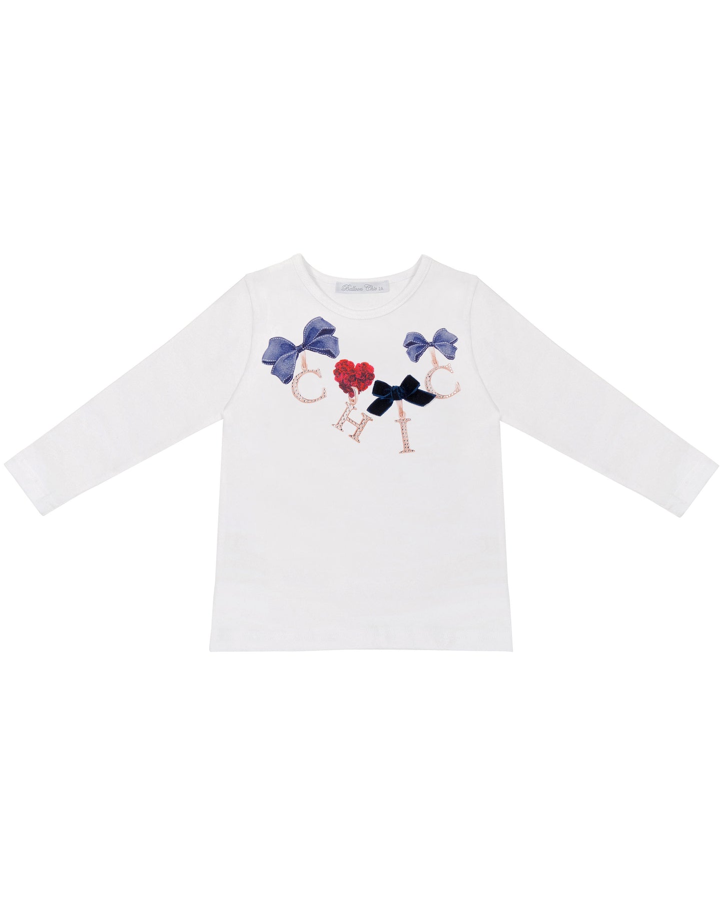 Balloon Chic Girl's White 'Chic' Cotton T-Shirt