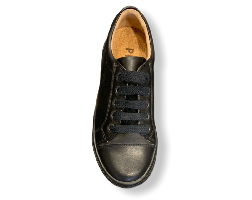 Petasil Peel Black Leather Lace Up School Shoe