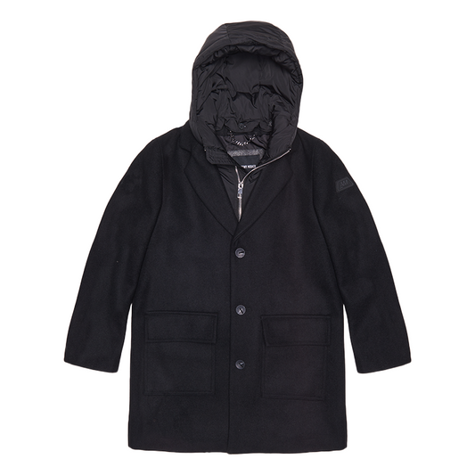 Antony Morato Boy's Black Hooded Long Lined Coat