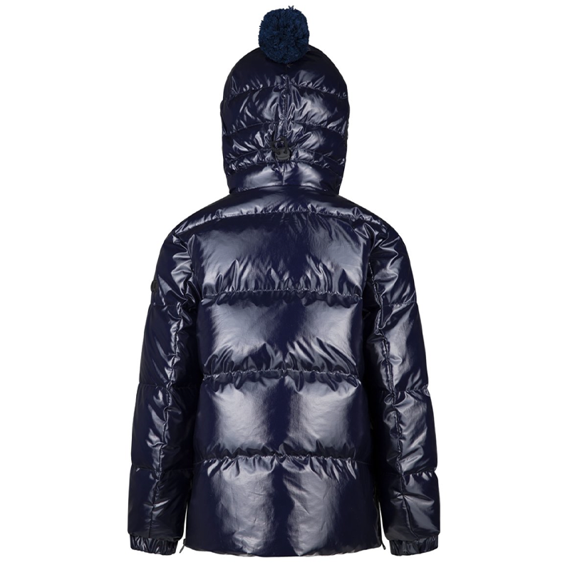 Ai Riders On The Storm Girl's Navy Glossy Crinkle Nylon Down Jacket