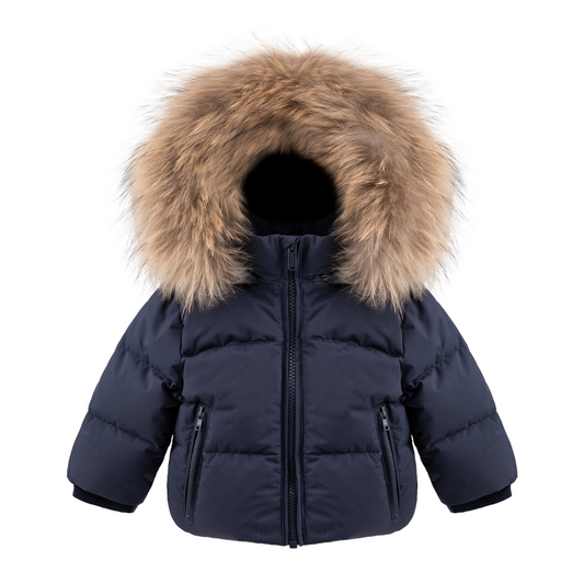Bomboogie Unisex Baby Navy Polyester Hooded Down Jacket