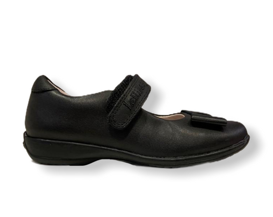 Lelli Kelly Perrie Black Leather Bow Velcro Shoe