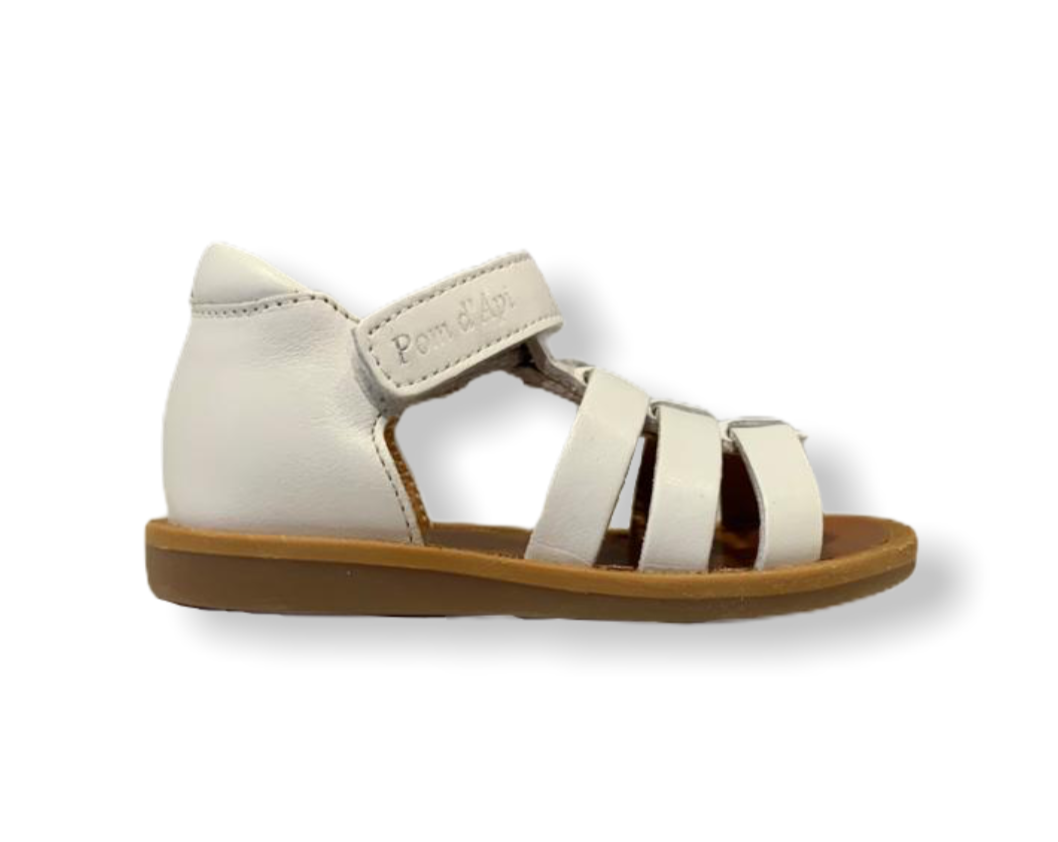 Pom D’api Poppy Strap White Velcro Sandal