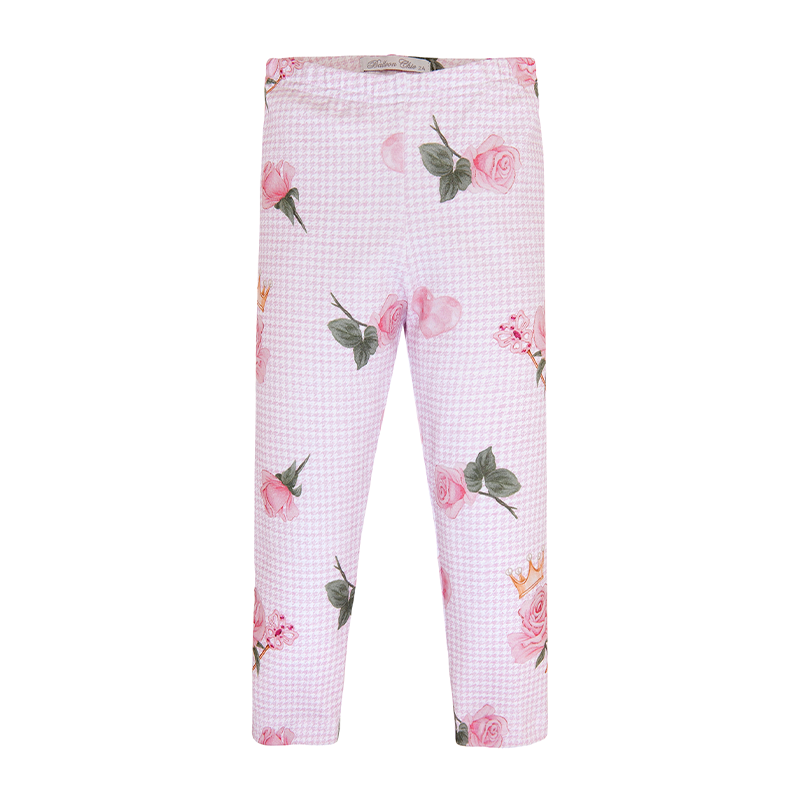 Balloon Chic Girl's Pink Rose Print Leggings