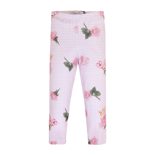 Balloon Chic Girl's Pink Rose Print Leggings