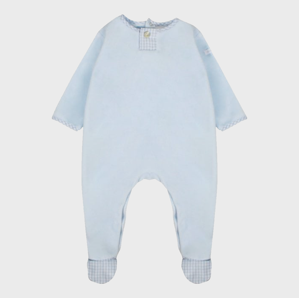 Laranjinha Baby Boy's Blue & White Gingham Babygrow