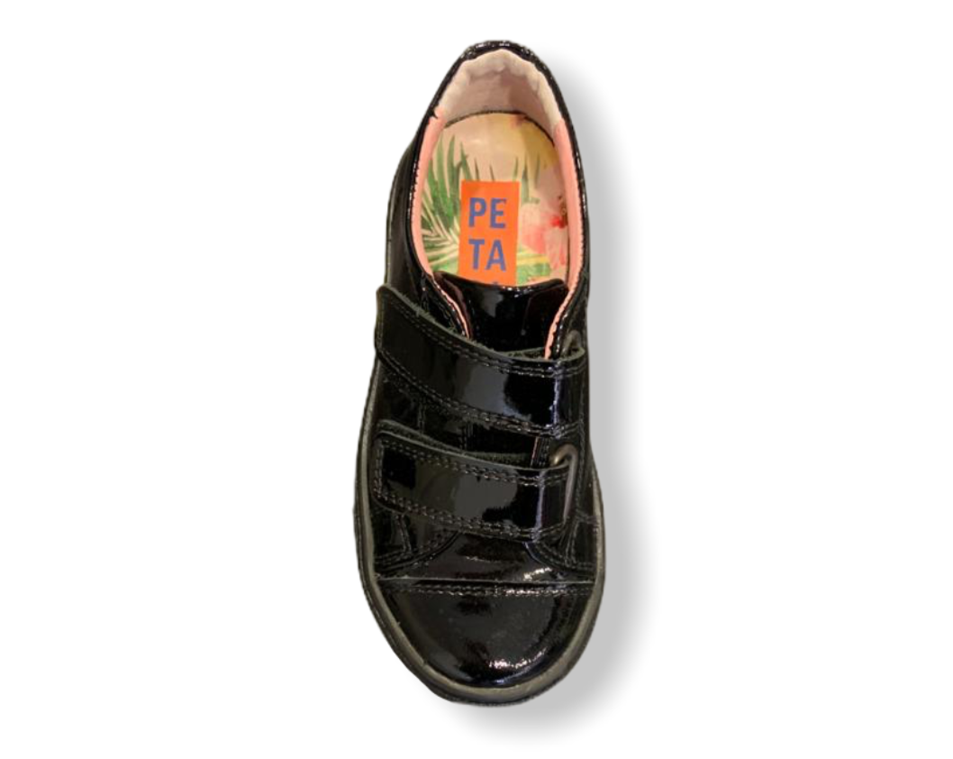 Petasil Palmira Black Patent Velcro Shoe