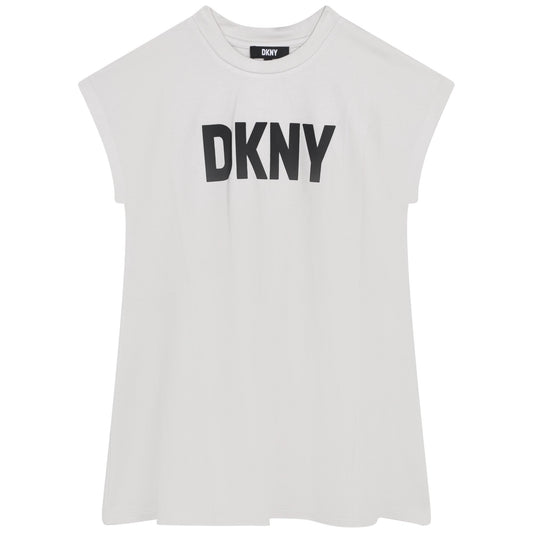 DKNY Girl's White Short-Sleeve Logo Dress