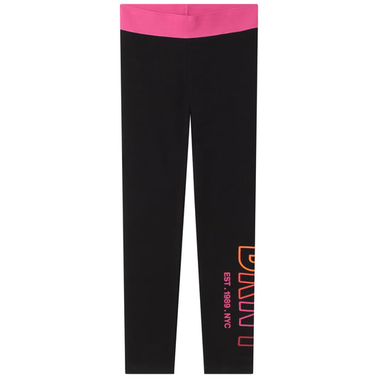 DKNY Girl's Black Contrast-Waist Leggings