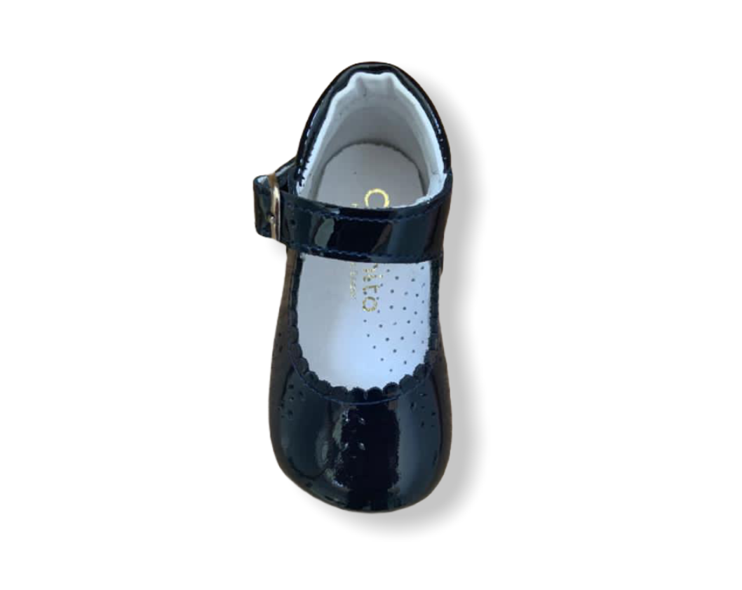 Caminito Baby Navy Patent Leather Buckle Shoe