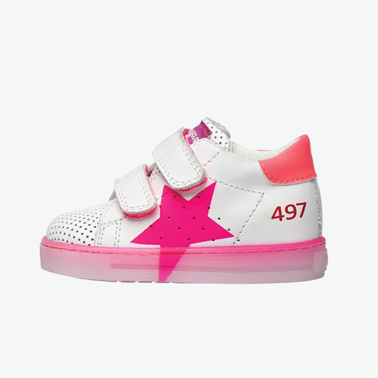 Falcotto Girl's White & Fuchsia Classic Trainers