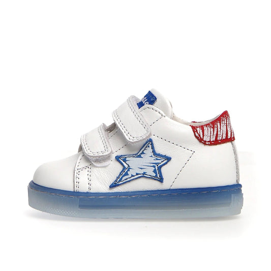 Falcotto Unisex Baby White & Red Leather Sasha VL Low Trainers