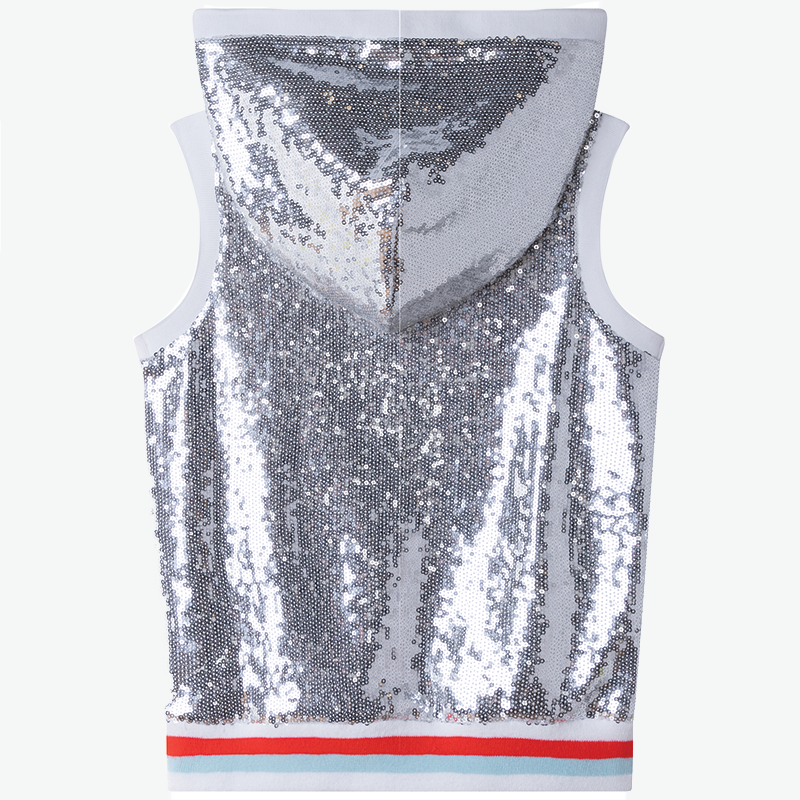 DKNY Glitter Hooded Vest Top