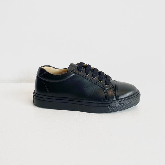Petasil Unisex Black Leather 'Peel' School Shoes