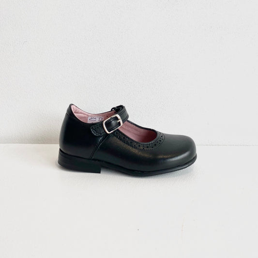 Petasil Girl's Black Leather 'Anna' School Shoes