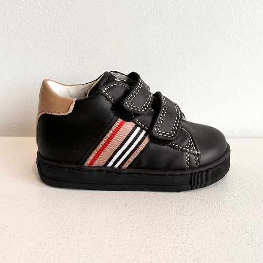 Falcotto Boy's Black Striped 'New Leryn' Leather Trainers