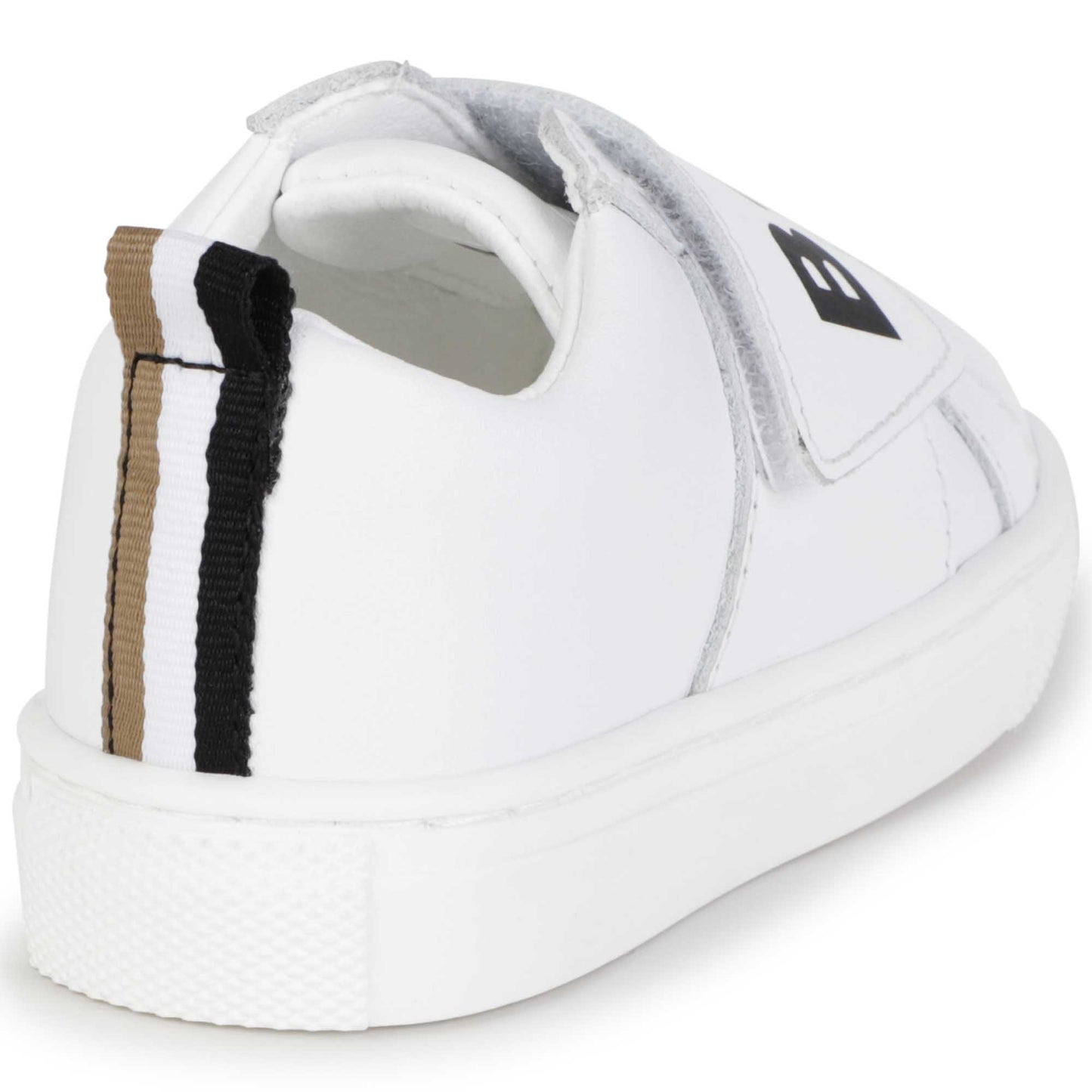 Hugo Boss Boy's White Leather Hook-and-Loop Trainers