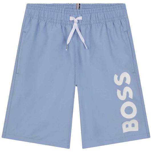 Hugo Boss Boy's Pale Blue Logo Swim Shorts