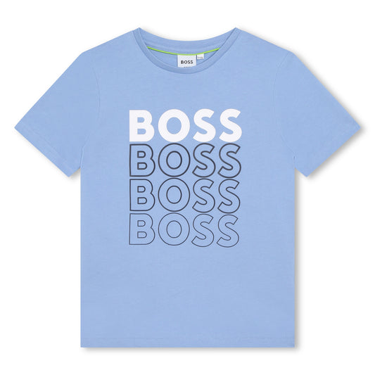 Hugo Boss Boy's Pale Blue Logo Short-Sleeve T-Shirt
