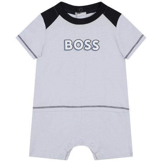 Hugo Boss Baby Boy's Pale Blue Short Cotton Playsuit