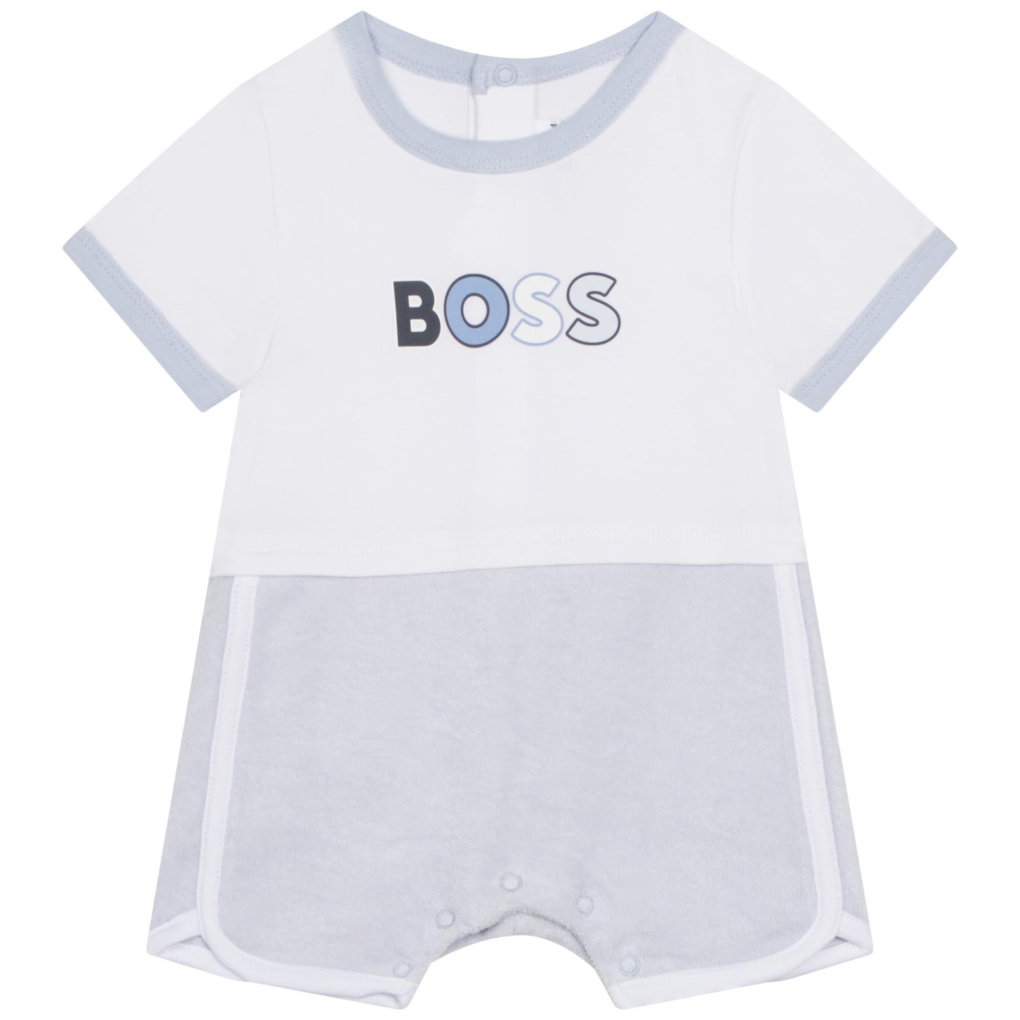 Hugo Boss Baby Boy's Pale Blue Dual-Fabric Short Playsuit