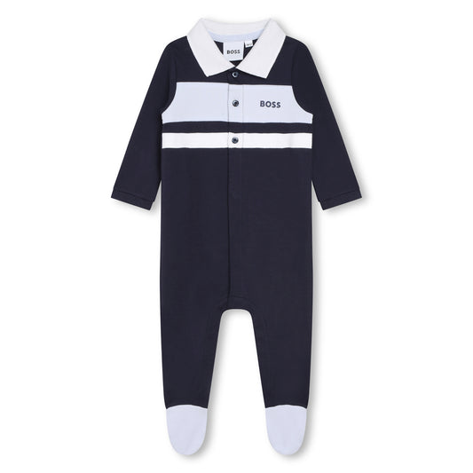 Hugo Boss Baby Boy's Navy Cotton Polo-Collar Pyjamas